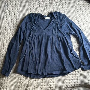 Altar'd State Navy Long Sleeve Blouse